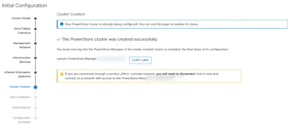 Powerstore Initial Configuration - Cluster Created