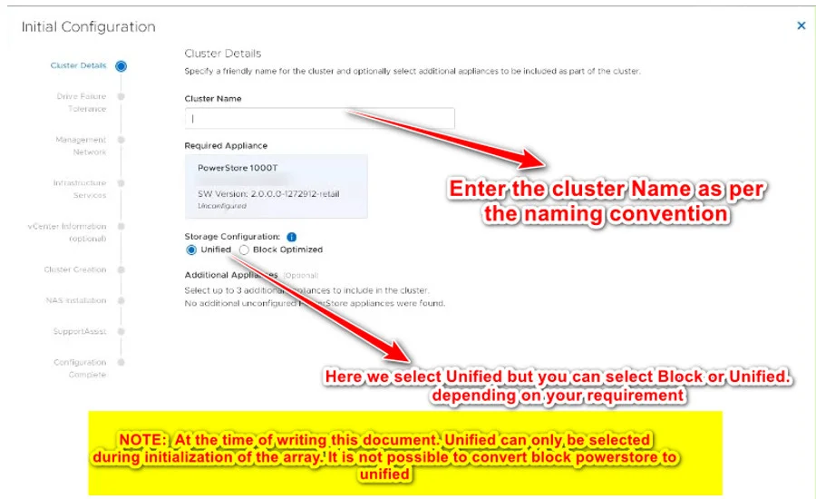 Powerstore Initial Configuration - select unified