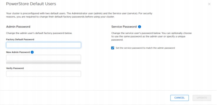 Powerstore Initial Configuration - Password Change