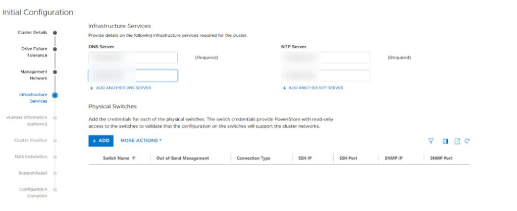 Powerstore Initial Configuration  - DNS and NTP