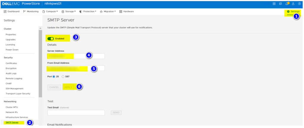 Configure Email Notification on Dell PowerStore