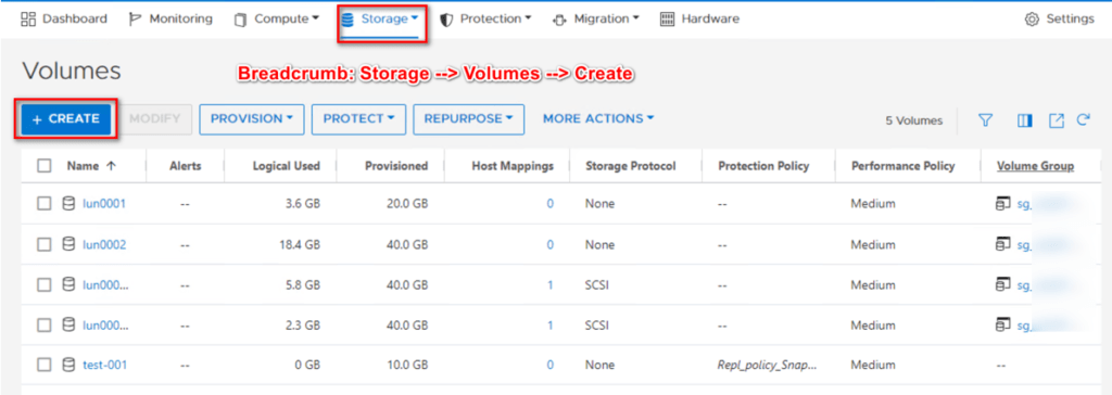 Configure/Create Volume on Dell PowerStore