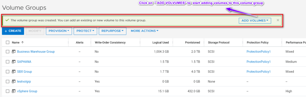 Create a Volume Group in PowerStore