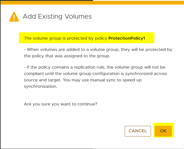 Add volumes to a volume group in PowerStore