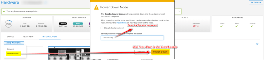 How to Power Off PowerStore Node