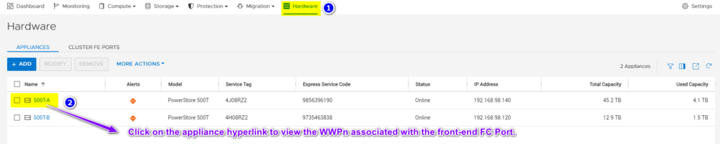 Identify FC WWPN Front end Port