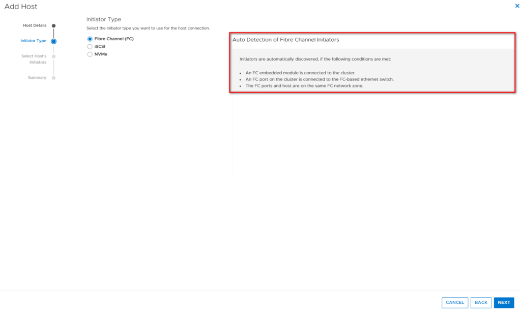 Add Fibre Channel (FC) Host to PowerStore