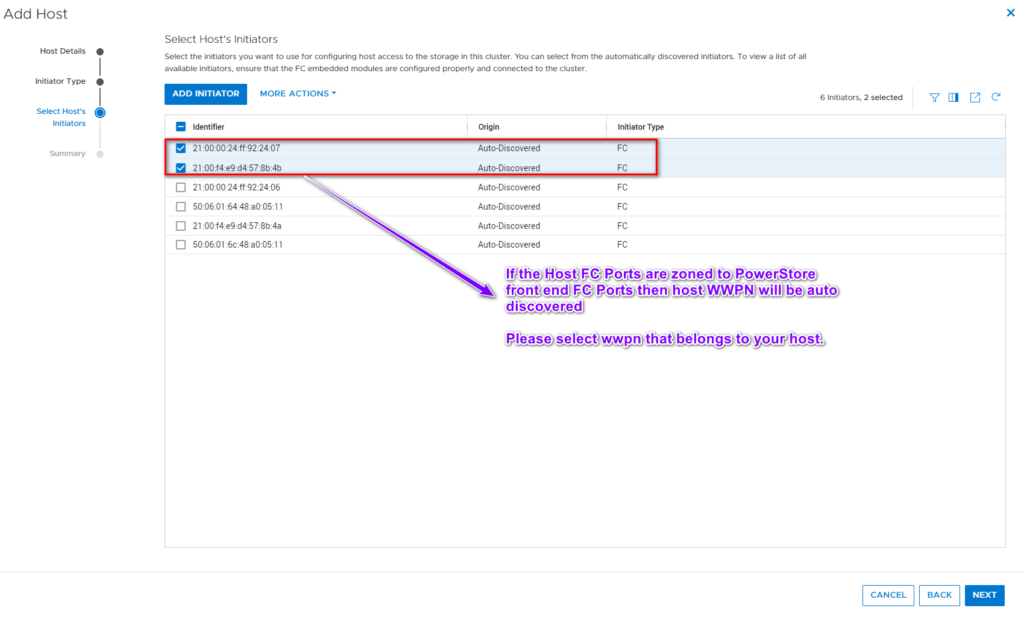 Add Fibre Channel (FC) Host to PowerStore