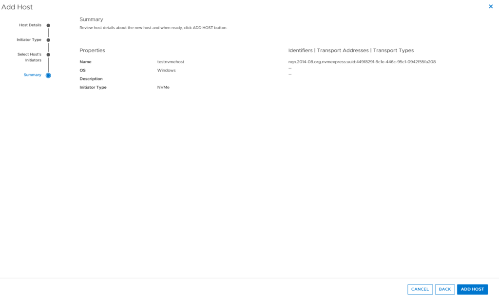 Add NVMe Host to PowerStore