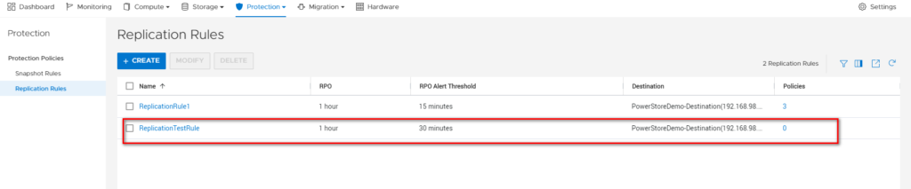 Create Replication Rules on Dell PowerStore