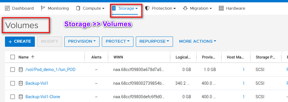 Create a snapshot of a volume