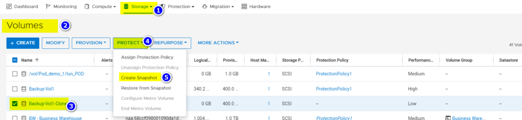 Create a snapshot of a volume