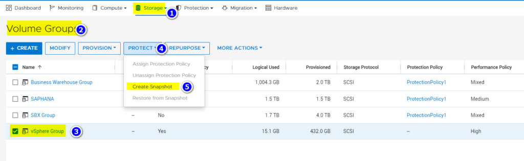 Create A Snapshot Of  A Volume Group on Dell PowerStore