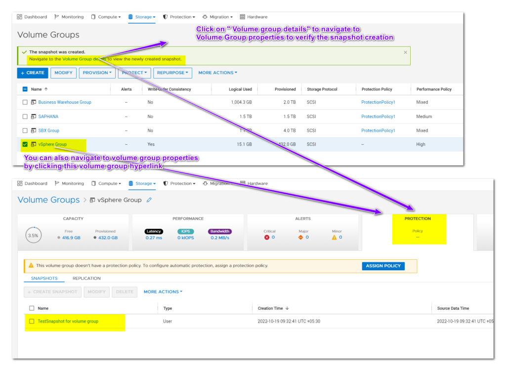 Create A Snapshot Of  A Volume Group on Dell PowerStore