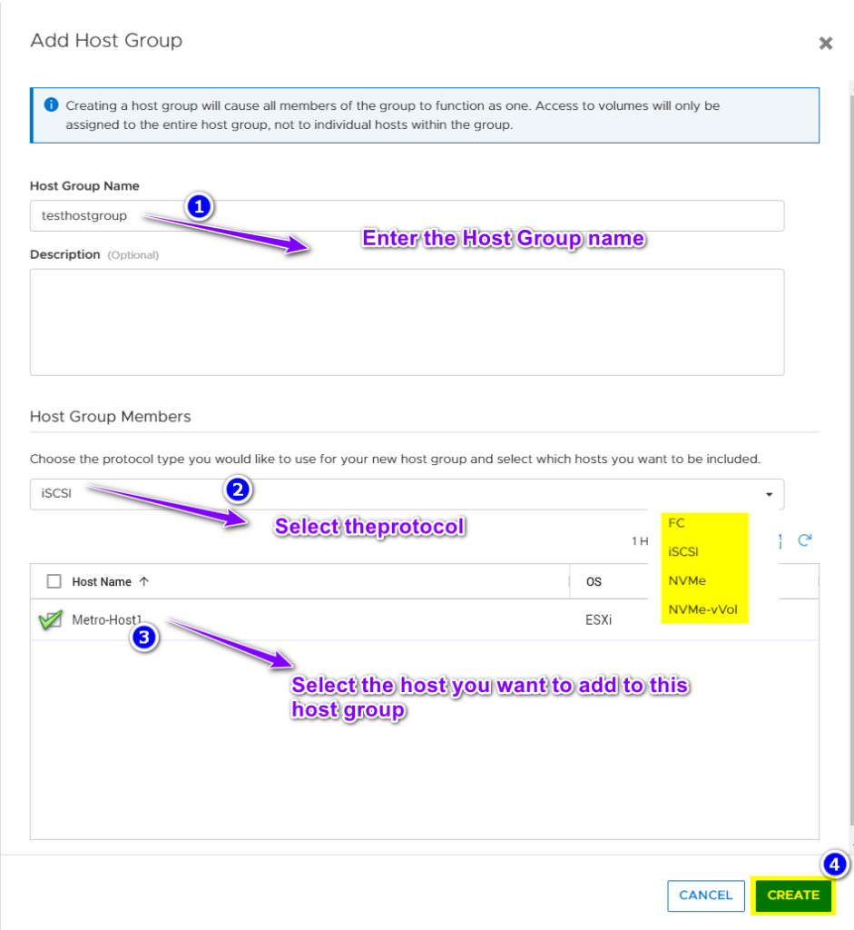 Add a Host Group on Dell PowerStore