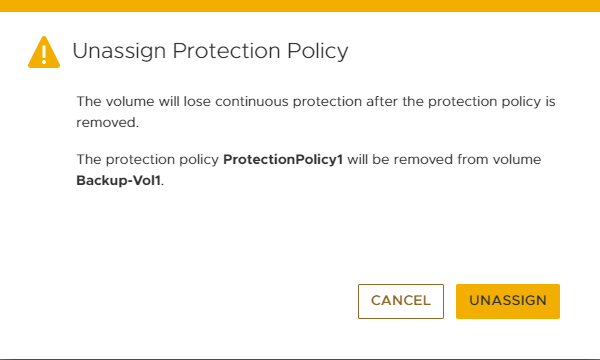 Unassign a Protection Policy in Dell Powerstore