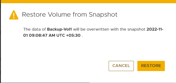 Restore a Volume or Volume Group from a Snapshot in Dell PowerStore